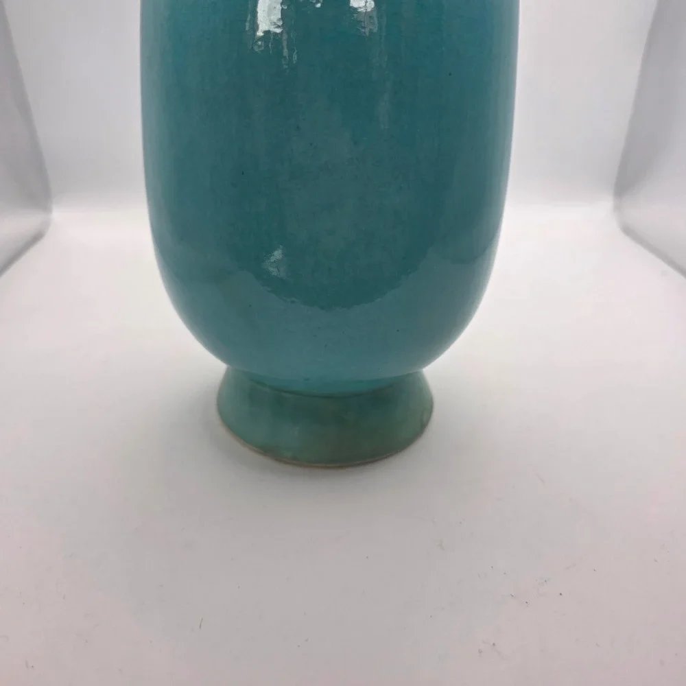 Red Wing Pottery 1311 Tall Turquoise Blue Art Pottery Vase USA MCM